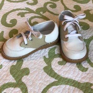 White and Tan Leather Oxfords